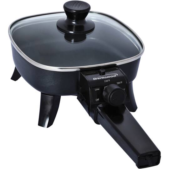 Brentwood 6" Black Nonstick Electric Skillet with Glass Lid